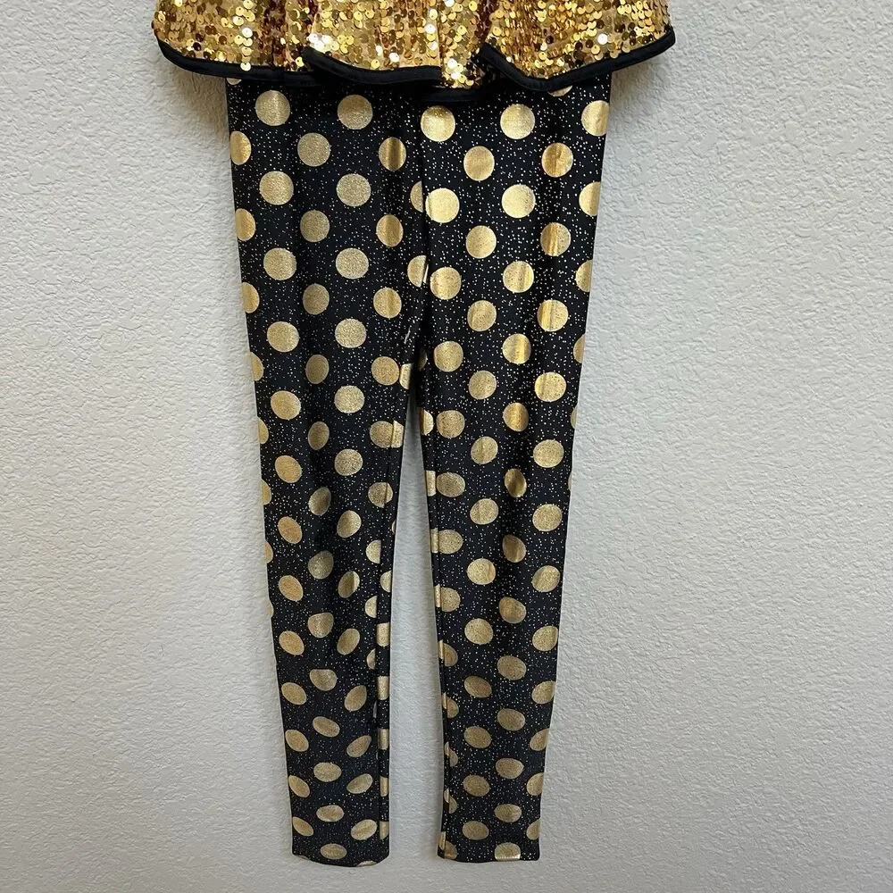 Weissman Size Child Medium Gold Digger Dance Costume Black Gold Sequin Jean Vest